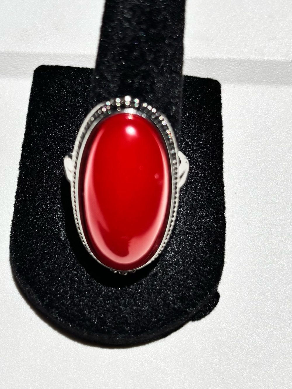 Red Oval Sterling-Style Statement Ring - Women Jewelry size 9